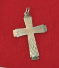 Vintage GJ Ltd. Spiral Bright Cut design Religious Cross Silver Pendant Cf 74