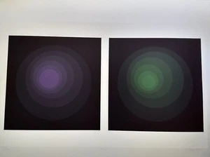 Neil Korpi Purple Green Abstract Op Art Hand Signed Color Serigraph 1970s - Picture 1 of 10