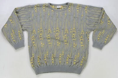Suéter a Rayas Tejido Loco COOGI Australia Años 90 Cosby Gris Amarillo XL De Colección Raro Foto 1 de 4