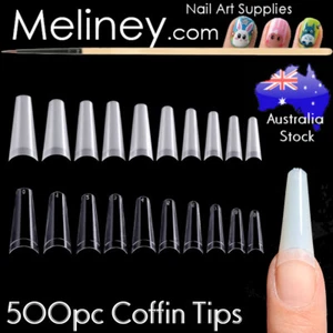 500Pc Coffin Tips Nails Manicure Long Square False Finger tips Fake Nail Acrylic - Picture 1 of 8