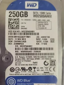 Hard Drive Dell 0M4HXR M4HXR WD2500AAKX 250GB 16MB 7200U/Min SATA III 3.5 " Inch - Picture 1 of 2
