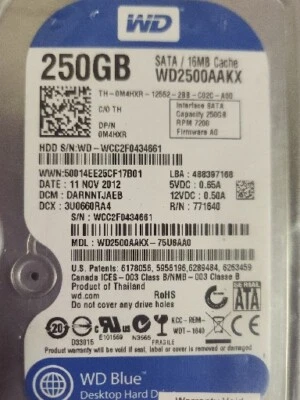 Hard Drive Dell 0M4HXR M4HXR WD2500AAKX 250GB 16MB 7200U/Min SATA III 3.5 " Inch - Image 1 of 2
