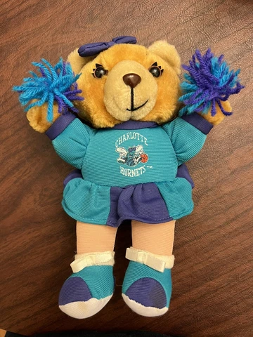 Vintage Charlotte New Orleans Hornets Stuffed Plush Bear Cheerleader Teddy NBA Cover
