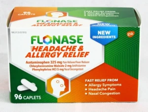 Flonase Headache & Allergy Relief 96 Caplets New Sealed Free Shipping 03/2025 - Picture 1 of 2