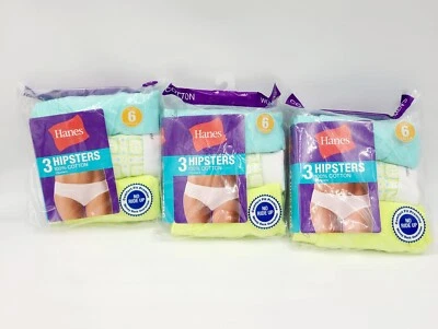 Hanes Women's  100% Cotton Tagless Wedge Free Hipsters 9-Pair Multicolor Size 6 - Image 1 of 4