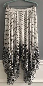 Express Ruffle High Low Maxi Skirt Black White Dot hankerchief XS - Picture 1 of 9