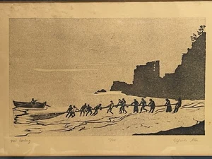 Impresión en bloque de arte por Elfriede Abbe "Manejo neto" firmada enmarcada (15/28) -- 5475 - Imagen 1 de 16