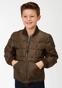Roper Boys Kids Chocolate Polyester Quilted Insulated Jacket - Picture 1 of 4