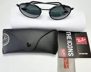 Ray-Ban Sonnenbrille RB3647N Runde Doppelbrücke Schwarz Blaugrau Gläser 51mm - Bild 1 von 5
