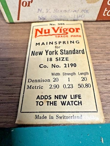 RELOJ BOLSILLO ESTÁNDAR NUEVA YORK Mainspring 18S 2190 Nu Vigor - Imagen 1 de 1