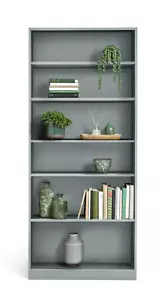 Home Maine Bookcase - Grey | Modern Tall Storage Shelf for Books Living Room - Picture 1 of 8