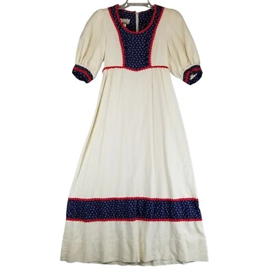 Vtg 70s Sassy Lassy California Size 7 Small Womens Maxi Dress Peasant Feminine - Image 1 of 4