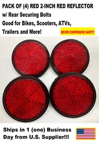 4 Pack 2-Inch Red Reflectors for Bikes, ATVs, Scooters, Trailers and More! - Picture 1 of 11