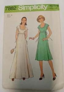 1977 SIMPLICITY #7882 - LADIES TWO LENGTH DRESS PATTERN Size 14 Uncut - Picture 1 of 2