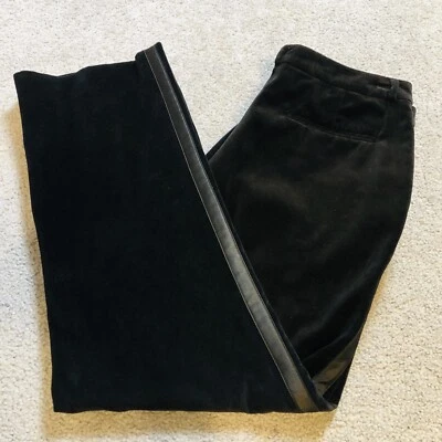 90s Tommy Hilfiger Women’s Velvet Pants 14 Black Satin Stripes Whimsigoth Party - Image 1 of 4