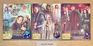 THE LORD OF THE RINGS TRILOGY - BLUFANS DBL LENTICULAR 4K BLU RAY STEELBOOKS NEW - Picture 1 of 22