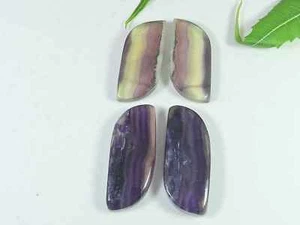 34-36MM Fluorite Matched Pair 2Pcs Fancy Cabochon Crytsal for Earring Making - Picture 1 of 9