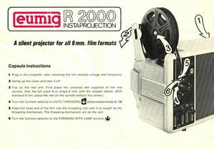 EUMIG R 2000 Manual de Instrucciones de Instaproyección Original USADO Folleto Inglés - Imagen 1 de 6