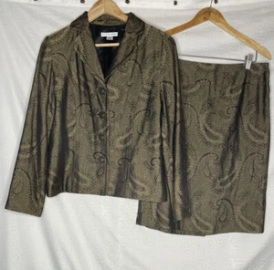 Pendleton Paisley Skirt Suit 10 Black Gold Wool Blend - Picture 1 of 11