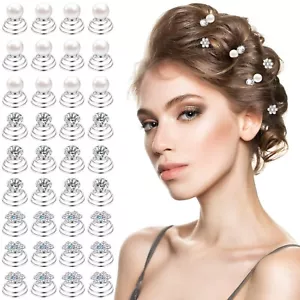 36 Pcs Spiral Hair Pins Gems for Hair Rhinestone Pearl Hair Pin for Wedding Crys - Picture 1 of 7