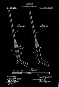 1916 - Hockey Stick - O. McNiece - Patent Art Poster - Picture 1 of 3