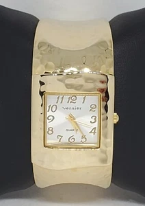 Ladies Vernier by 7 West Stunning Gold Tone Silver Dial Cuff Bracelet Watch C3 - Picture 1 of 7