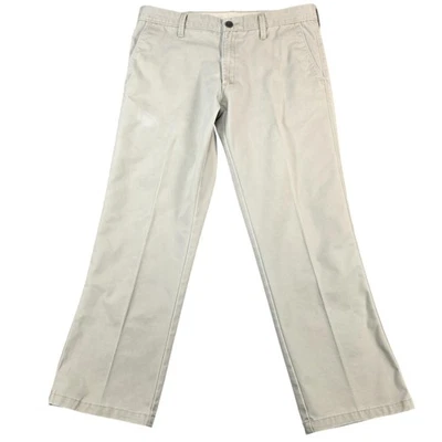 Pantalones Haggar Life Caqui Para Hombre 36x30 Beige Pierna Recta Chino Informal Frente Plano Foto 1 de 4