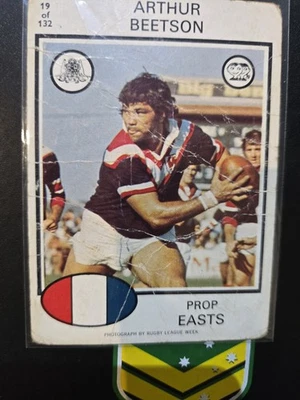 1975 Scanlens Rugby League#19  Arthur Beetson Eastern Suburbs Roosters  - image 1 of 2