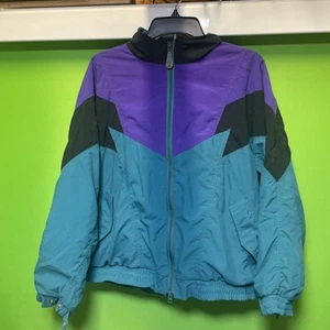 Giacca a vento impermeabile vintage Tourney Gore-Tex uomo grande L viola verde - Foto 1 di 16
