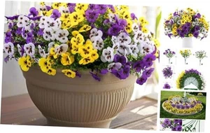 Bundles Artificial Fake Pansy Flowers for Outdoor, 18 Purple, Yellow, White - Picture 1 of 8