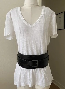 Rock & Republic Italian Black Leather Belt 88cm Length Fr.Buckle Would Fit 6-10 - Picture 1 of 15