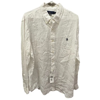 Polo Ralph Lauren Mens Long Sleeve White Linen Shirt Button Down Up Size XL NWT - Image 1 of 4