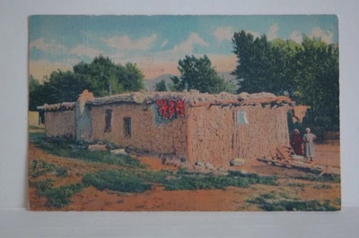 Old New Mexico "jacals" Mud Huts, Vintage Postcard - Image 1 of 2