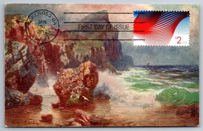 #4954 $2 Patriotic Wave FDC Maxi Card Vintage Tuck's Post Card - Image 1 of 2