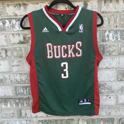 Camiseta deportiva mediana juvenil Adidas Milwaukee Bucks de la NBA Brandon Jennings #3 baloncesto Foto 1 de 4