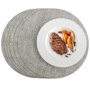 Round Placemats Set of 6, Reversible Faux Leather Table Place Mats 100% Water... - Picture 1 of 8