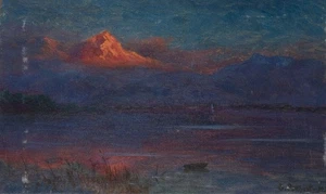 O. POTTHAST VON MINDEN (*1869), Bergsee mit Abendröte, um 1900, Öl Impressionism - Bild 1 von 4
