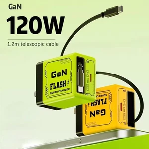 Chargeur GaN 2en 1,Évolutif 120W Max Charge Rapide avec Câble Type-C & 1 Ports USB - Photo 1 sur 26