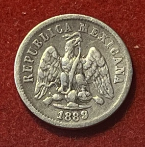 Mexico 10 Centavos 1889/7 Pi R Silver Coin KM#403.9 T7115 - Picture 1 of 2