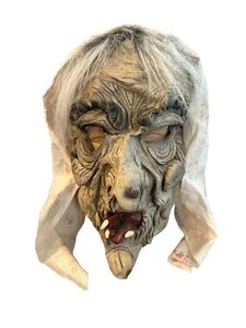 ALTE HEXE HEXE Gesicht MASKE Kerchief bewurzelt graue Haare tolle Details Made in Sri Lanka - Bild 1 von 9