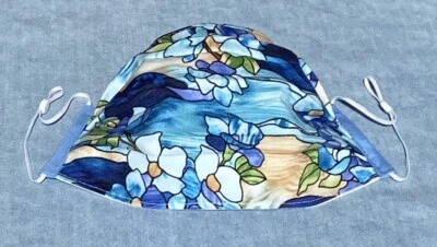 Mascarilla facial de tela, vidrieras florales Foto 1 de 4