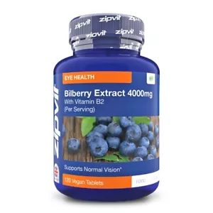 Zipvit Bilberry Extract 4000mg with Vitamin B2, High Strength, 2 Month Supply - Picture 1 of 2