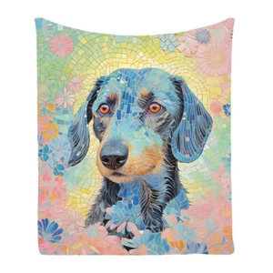 Dopamine Dachshund Dog Flower Bedspread Throw Blanket Christmas Birthday Gift - Picture 1 of 24