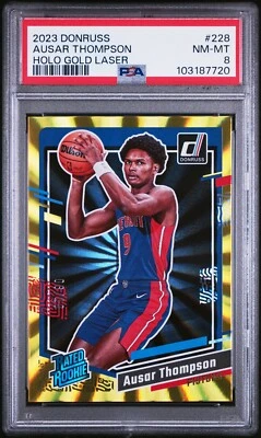 2023 Donruss /10 Ausar Thompson Rookie #228 Holo Gold Laser - PSA 8 - Image 1 of 2