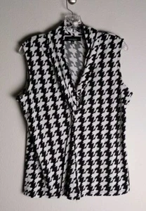 Blusa Top Jones Wear Essentials Negra Blanca Pata de Gallo Sin Mangas Carrera Grande - Imagen 1 de 3