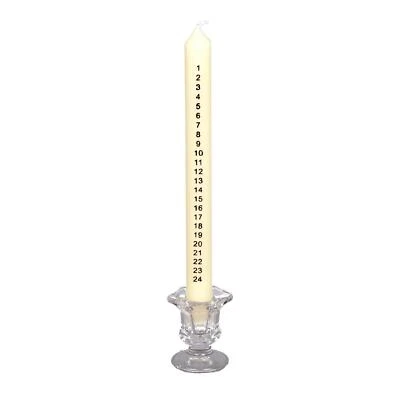 25cm Compte à Rebours À Noël Advent Bougie En Verre Transparent Support - Crème - Photo 1/3