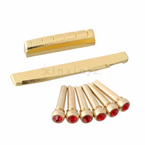 Juego de pasadores de puente para guitarra acústica de latón\ silla de montar de 72 mm\ material de latón tuerca rojo - Imagen 1 de 4