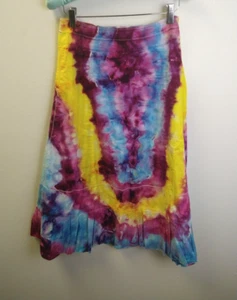 J Crew Falda Mujer 4 Multicolor Tie Dye Midi Retro Gitana Rock Surf Línea A - Imagen 1 de 7