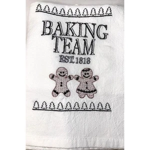 Kitchen Dish Towel Gingerbread Kids 100% Cotton Premium Flour Sack 18" x 26" - Picture 1 of 6