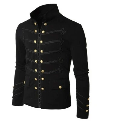 Chaqueta Retro Hombres Vintage Militar Gótico Desfile Medieval Steampunk Punk Cremallera Foto 1 de 4